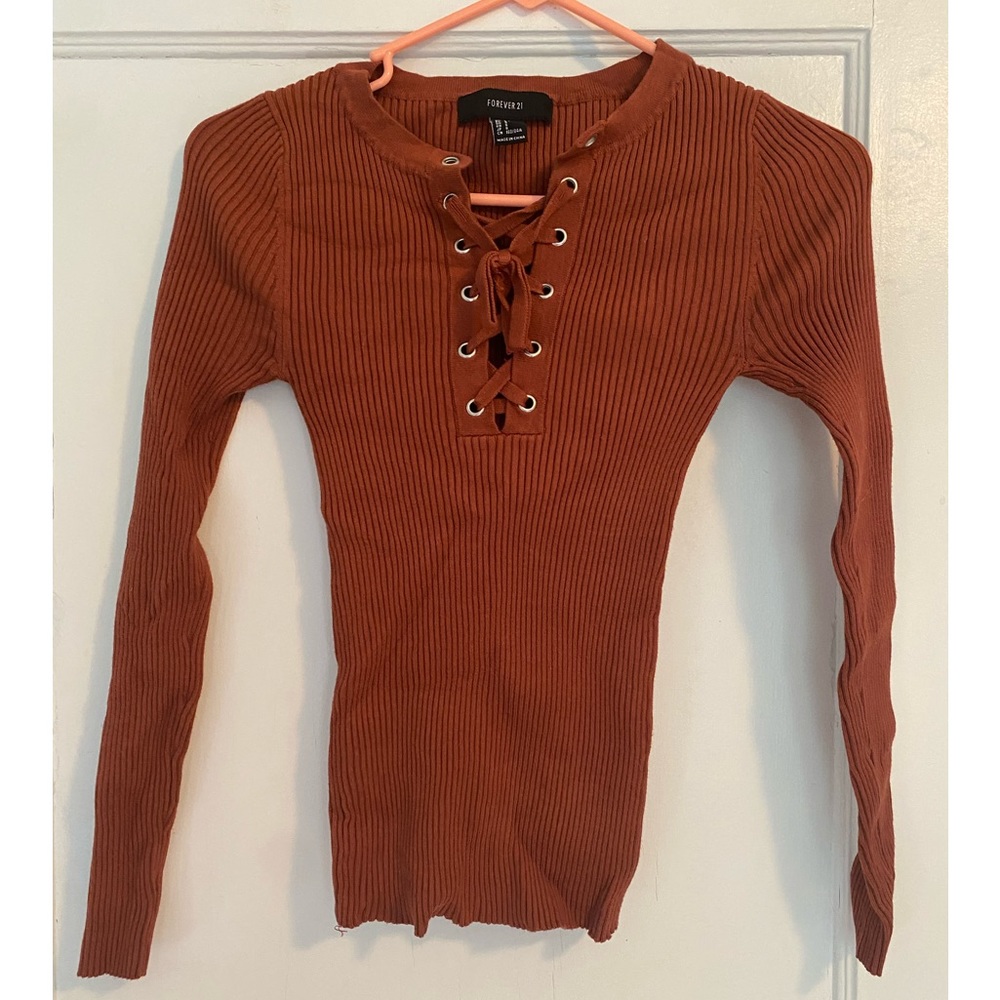 Stretchy Sweater, Forever 21, Burnt Orange, Size S
